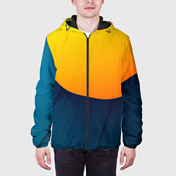 Куртка с капюшоном мужская Двойной цвет: жёлтый и синий, цвет: 3D-черный — фото 2