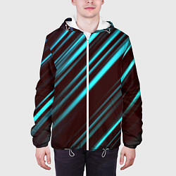 Куртка с капюшоном мужская Stripes line neon color, цвет: 3D-белый — фото 2