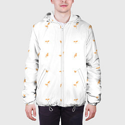 Куртка с капюшоном мужская Паттерн с листьями, цвет: 3D-белый — фото 2