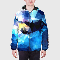 Куртка с капюшоном мужская Polygon blue abstract collection, цвет: 3D-черный — фото 2