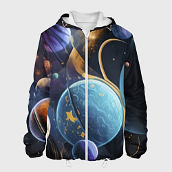 Куртка с капюшоном мужская Планеты во вселенной, цвет: 3D-белый