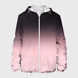 Куртка с капюшоном мужская Градиент: от черного к розовому, цвет: 3D-белый