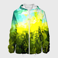 Куртка с капюшоном мужская Green abstract colors, цвет: 3D-белый