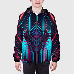 Куртка с капюшоном мужская Кибернетический узор дракона, цвет: 3D-черный — фото 2