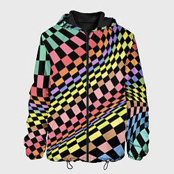 Куртка с капюшоном мужская Colorful avant-garde chess pattern - fashion, цвет: 3D-черный