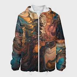 Куртка с капюшоном мужская Иллюстрация нейросети в стиле флюид арта, цвет: 3D-белый