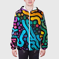 Куртка с капюшоном мужская Цветные микроорганизмы, цвет: 3D-белый — фото 2