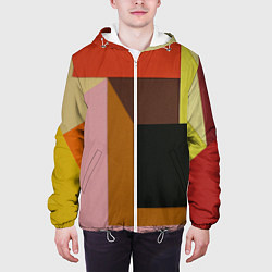 Куртка с капюшоном мужская Геометрическое множество разноцветных фигуры, цвет: 3D-белый — фото 2