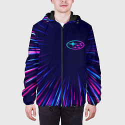 Куртка с капюшоном мужская Subaru neon speed lines, цвет: 3D-черный — фото 2