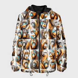 Куртка с капюшоном мужская Орангутаны, цвет: 3D-черный