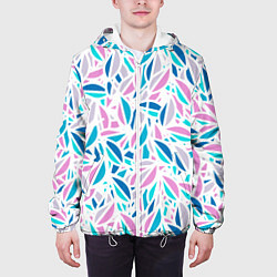 Куртка с капюшоном мужская Абстракция цветные листья, цвет: 3D-белый — фото 2