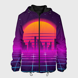 Куртка с капюшоном мужская Futuristic Retro City, цвет: 3D-черный