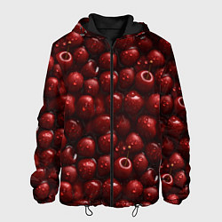 Куртка с капюшоном мужская Сочная текстура из вишни, цвет: 3D-черный