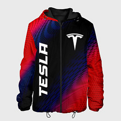 Куртка с капюшоном мужская Tesla красный карбон, цвет: 3D-черный