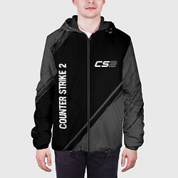 Куртка с капюшоном мужская Counter Strike 2 glitch на темном фоне: надпись, с, цвет: 3D-черный — фото 2