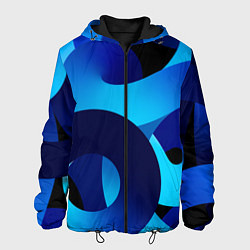 Куртка с капюшоном мужская Синие линии в виде узоров, цвет: 3D-черный