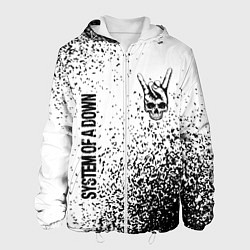 Куртка с капюшоном мужская System of a Down и рок символ на светлом фоне, цвет: 3D-белый
