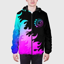 Куртка с капюшоном мужская Blink 182 неоновый огонь, цвет: 3D-черный — фото 2