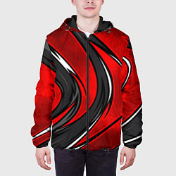 Куртка с капюшоном мужская Органический разрыв - красный, цвет: 3D-черный — фото 2