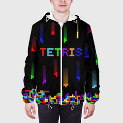 Куртка с капюшоном мужская Falling blocks tetris, цвет: 3D-белый — фото 2