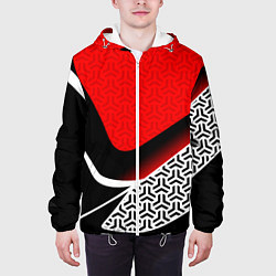 Куртка с капюшоном мужская Геометрическая униформа - красная, цвет: 3D-белый — фото 2