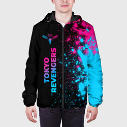 Куртка с капюшоном мужская Tokyo Revengers - neon gradient: по-вертикали, цвет: 3D-черный — фото 2