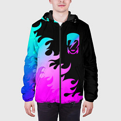 Куртка с капюшоном мужская David Bowie неоновый огонь, цвет: 3D-черный — фото 2