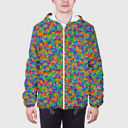 Куртка с капюшоном мужская Мелкие блоки Тетрис, цвет: 3D-белый — фото 2