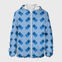 Куртка с капюшоном мужская Синяя консоль тетрис, цвет: 3D-белый