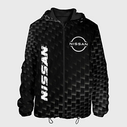 Куртка с капюшоном мужская Nissan карбоновый фон, цвет: 3D-черный
