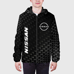 Куртка с капюшоном мужская Nissan карбоновый фон, цвет: 3D-черный — фото 2