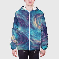 Куртка с капюшоном мужская Путеводная звезда в космосе, цвет: 3D-белый — фото 2