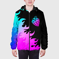 Куртка с капюшоном мужская Green Day неоновый огонь, цвет: 3D-черный — фото 2