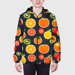Куртка с капюшоном мужская Фрукты и ягоды, цвет: 3D-черный — фото 2