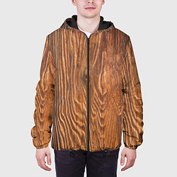 Куртка с капюшоном мужская Текстура дерева, цвет: 3D-черный — фото 2