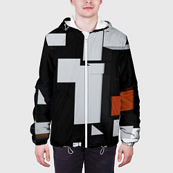 Куртка с капюшоном мужская Прямоугольники и темнота, цвет: 3D-белый — фото 2