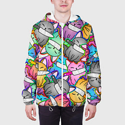 Куртка с капюшоном мужская Перенаселение котиков, цвет: 3D-белый — фото 2