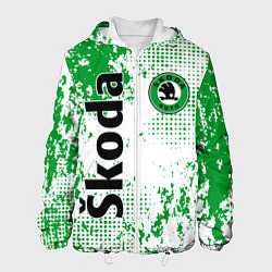 Куртка с капюшоном мужская Skoda auto logo, цвет: 3D-белый