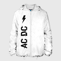 Куртка с капюшоном мужская AC DC glitch на светлом фоне: по-вертикали, цвет: 3D-белый