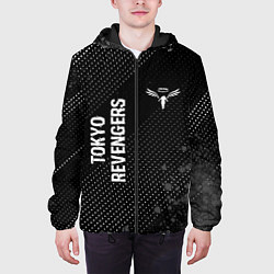 Куртка с капюшоном мужская Tokyo Revengers glitch на темном фоне: надпись, си, цвет: 3D-черный — фото 2