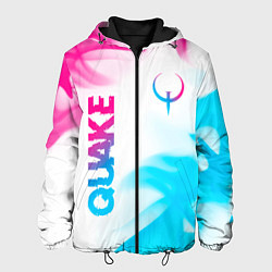 Куртка с капюшоном мужская Quake neon gradient style: надпись, символ, цвет: 3D-черный
