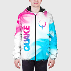 Куртка с капюшоном мужская Quake neon gradient style: надпись, символ, цвет: 3D-черный — фото 2