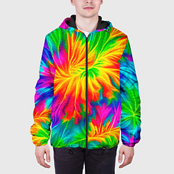 Куртка с капюшоном мужская Тай-дай кислотные краски, цвет: 3D-черный — фото 2