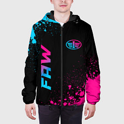 Куртка с капюшоном мужская FAW - neon gradient: надпись, символ, цвет: 3D-черный — фото 2