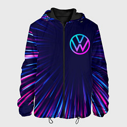 Куртка с капюшоном мужская Volkswagen neon speed lines, цвет: 3D-черный