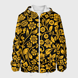 Куртка с капюшоном мужская Золотая хохлома, цвет: 3D-белый