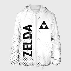 Куртка с капюшоном мужская Zelda glitch на светлом фоне: надпись, символ, цвет: 3D-белый