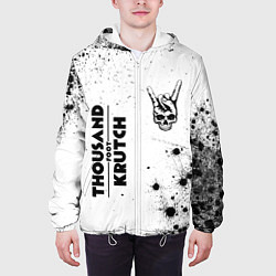 Куртка с капюшоном мужская Thousand Foot Krutch и рок символ на светлом фоне, цвет: 3D-белый — фото 2