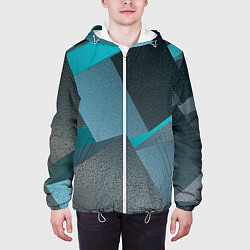 Куртка с капюшоном мужская Абстрактные ребристые кубы, цвет: 3D-белый — фото 2