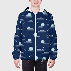 Куртка с капюшоном мужская Луна в облоках, цвет: 3D-белый — фото 2